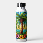 Gestaltete Glaspalme und Hibiskus Trinkflasche (Links)