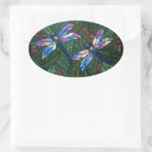 Gestaltete Glass-Dragonfis Ovaler Aufkleber (Tasche)