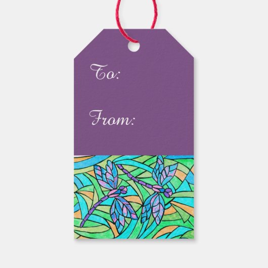 Gestaltete Glass Dragonfly-Giftmarken Geschenkanhänger (Rückseite)