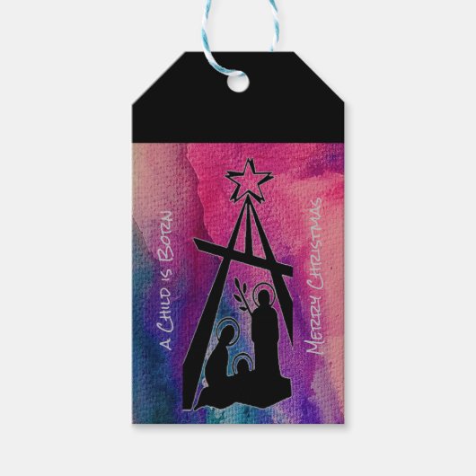 Gestaltete Glass Nativity Gift Tags Geschenkanhänger (Vorderseite)