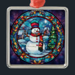 Gestaltete Glass Snowman Ornament<br><div class="desc">Buntglasschneedekor</div>
