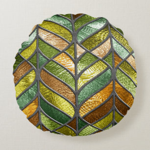 Gestaltete Glastextur: Farbenfrohe 3D Eleganz. Rundes Kissen