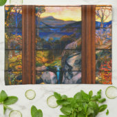 Gestaltete Glastiffan Viktorianisch braun blau Geschirrtuch (Gefaltet)