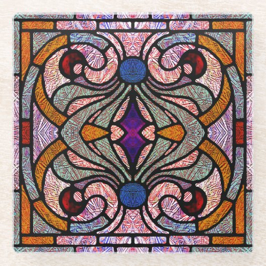 Gestaltete Glastüren in Rosa und Aprikose Glasuntersetzer (Vorderseite)