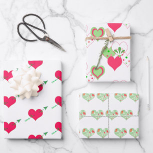 Gestaltete Herzstücke der Valentine Geschenkpapier Set