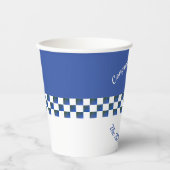 Gestaltete Racing-Themen in Blau und Weiß Pappbecher (Vorderseite)