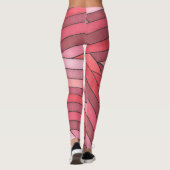 Gestaltete rote geometrische Streifengestaltung Leggings (Rückseite)