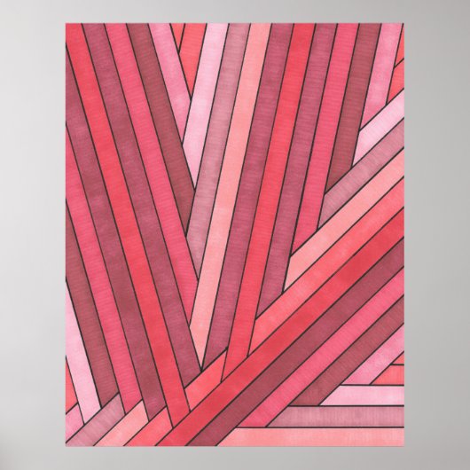 Gestaltete rote geometrische Streifengestaltung Poster (Vorne)