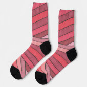 Gestaltete rote geometrische Streifengestaltung Socken (Linkes Detail)
