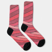 Gestaltete rote geometrische Streifengestaltung Socken (Rechts)
