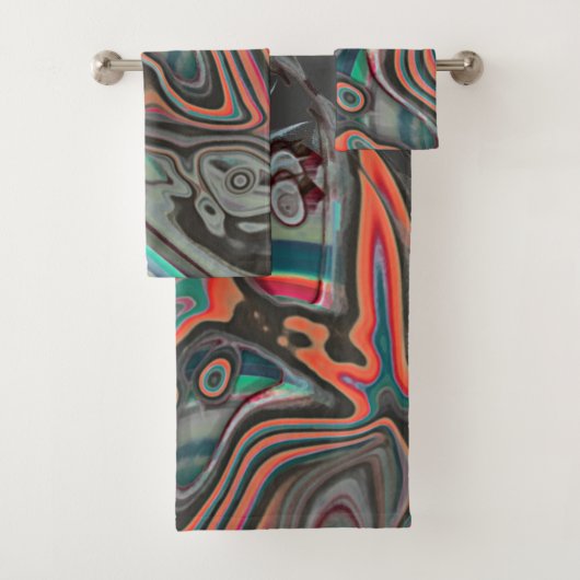 Gestaltete Spuren von grauer, lebender Koralle und Badhandtuch Set (Insitu)