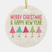 Gestaltete Weihnachtsbäume – Festliches Rot Grün L Keramik Ornament (Vorne)