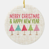 Gestaltete Weihnachtsbäume – Festliches Rot Grün L Keramik Ornament (Hinten)