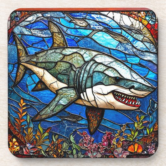 Gestalteter Glashai Getränkeuntersetzer (Vorderseite)