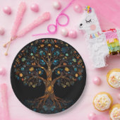 Gestalteter Glasmosaikbaum Pappteller (Party)