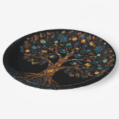 Gestalteter Glasmosaikbaum Pappteller (Schrägansicht)