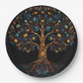 Gestalteter Glasmosaikbaum Pappteller (Vorderseite)