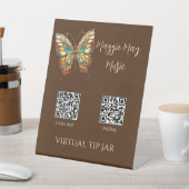 Gestalteter Glasschmetterling QR Code Virtual Tipp Sockelschild (In SItu)