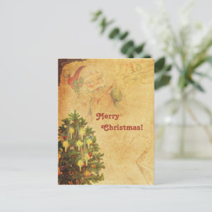 Gestalteter Weihnachtsbaum Santa im Vintage-Look Postkarte