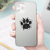Gestaltetes Design schwarzer Farbspritzer Hundepfo Aufkleber (Telefon)