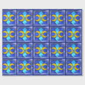 Gestaltetes geometrisches Moon Blue Wrapping Paper Geschenkpapier (Flach)