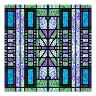 Gestaltetes Glas Art Deco in Blau und Lila Fotodruck