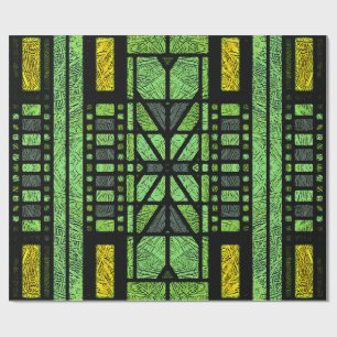 Gestaltetes Glas Art Deco in Grün und Gold Geschenkpapier
