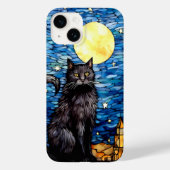 Gestaltetes Glas Black Cat Starry Night Case-Mate iPhone Hülle (Rückseite)