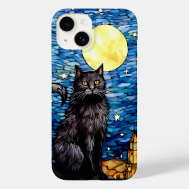 Gestaltetes Glas Black Cat Starry Night Case-Mate iPhone 14 Hülle