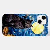 Gestaltetes Glas Black Cat Starry Night Case-Mate iPhone Hülle (Rückseite (Horizontal))