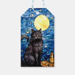 Gestaltetes Glas Black Cat Starry Night Geschenkanhänger
