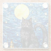 Gestaltetes Glas Black Cat Starry Night Glasuntersetzer (Rückseite)