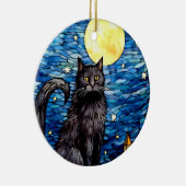Gestaltetes Glas Black Cat Starry Night Keramik Ornament (Rechts)