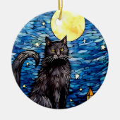 Gestaltetes Glas Black Cat Starry Night Keramik Ornament (Vorne)