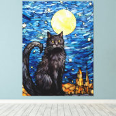 Gestaltetes Glas Black Cat Starry Night Leinwanddruck (Insitu (Holzboden))