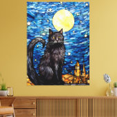 Gestaltetes Glas Black Cat Starry Night Leinwanddruck (Insitu (Wohnzimmer))
