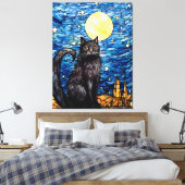 Gestaltetes Glas Black Cat Starry Night Leinwanddruck (Insitu (Schlafzimmer))