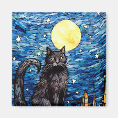 Gestaltetes Glas Black Cat Starry Night Magnet (Vorne)