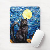 Gestaltetes Glas Black Cat Starry Night Mousepad (Mit Mouse)