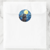 Gestaltetes Glas Black Cat Starry Night Runder Aufkleber (Tasche)