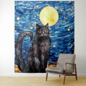 Gestaltetes Glas Black Cat Starry Night Wandteppich (Beispiel)