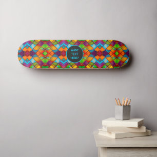 Gestaltetes Glas - farbenfrohe Mosaikfliese - Dem Skateboard