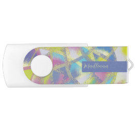 Gestaltetes Glas, lila-gelb-blaues Monogramm USB Stick