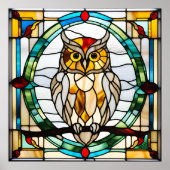 Gestaltetes Glas-Look-Owl-Design Poster (Vorne)
