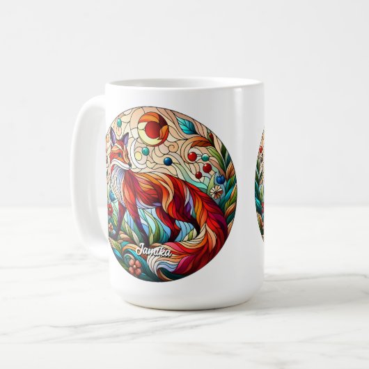 Gestaltetes Glas Look Red Fox Kaffeetasse (Vorderseite Links)