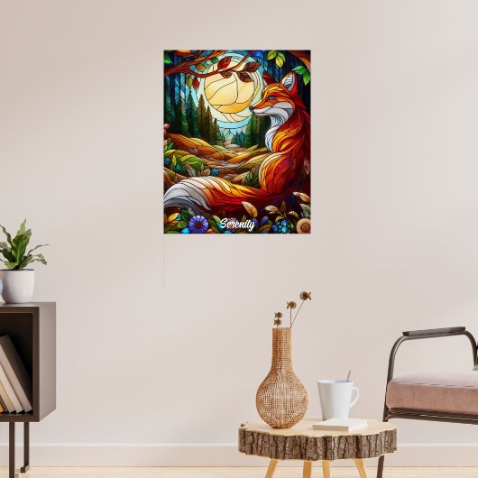 Gestaltetes Glas Look Red Fox Poster (Wohnzimmer 3)