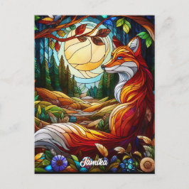 Gestaltetes Glas Look Red Fox Postkarte