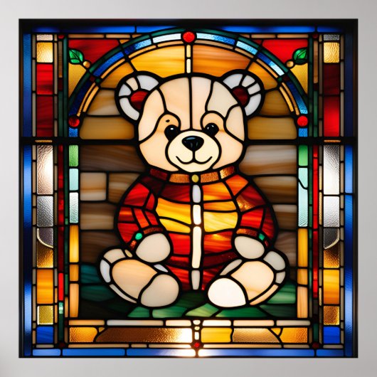 Gestaltetes Glas-Look Teddy-Bär zum Herunterladen Poster (Vorne)