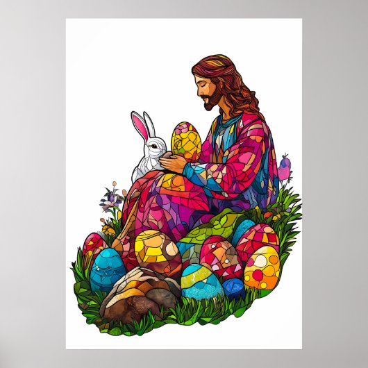 Gestaltetes Glas Oster Jesus Eier Poster (Vorne)