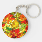 Gestaltetes Glas Poinsettia Blume Tiffany Schlüsselanhänger (Rückseite)